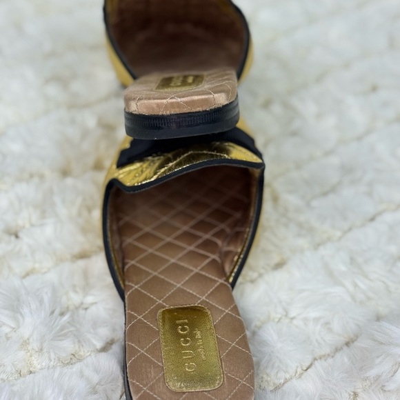 Gucci Gold and Black Quilted Mules Size 37 - Picture 7 of 10